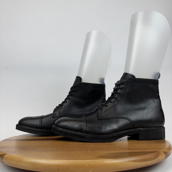 New Mens Allsaints Drago Black Leather Cap Toe Comfort Combat Boots Size 45 NWOB main image 6